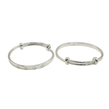 Silver Smiley Duo Bangles For Kids