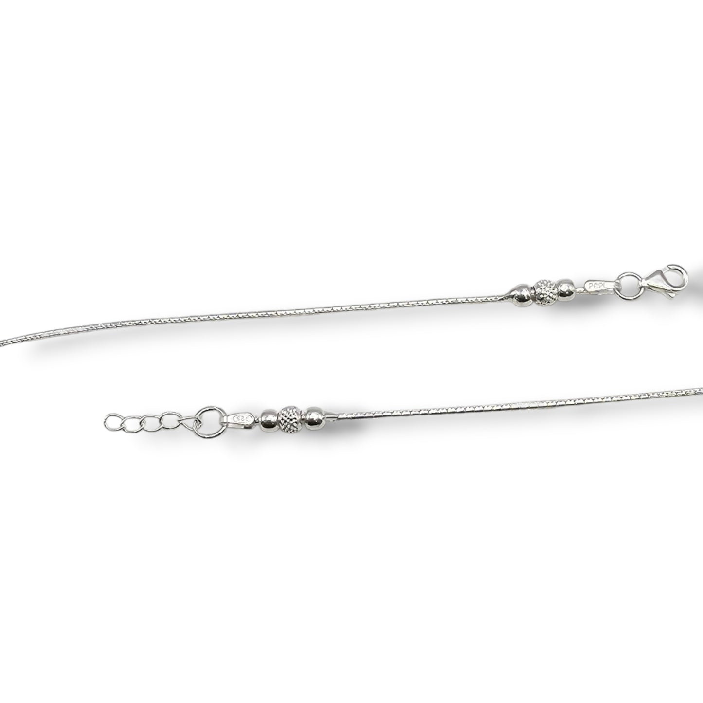 Magenta Orbit Silver Snake Chain Anklets For Women