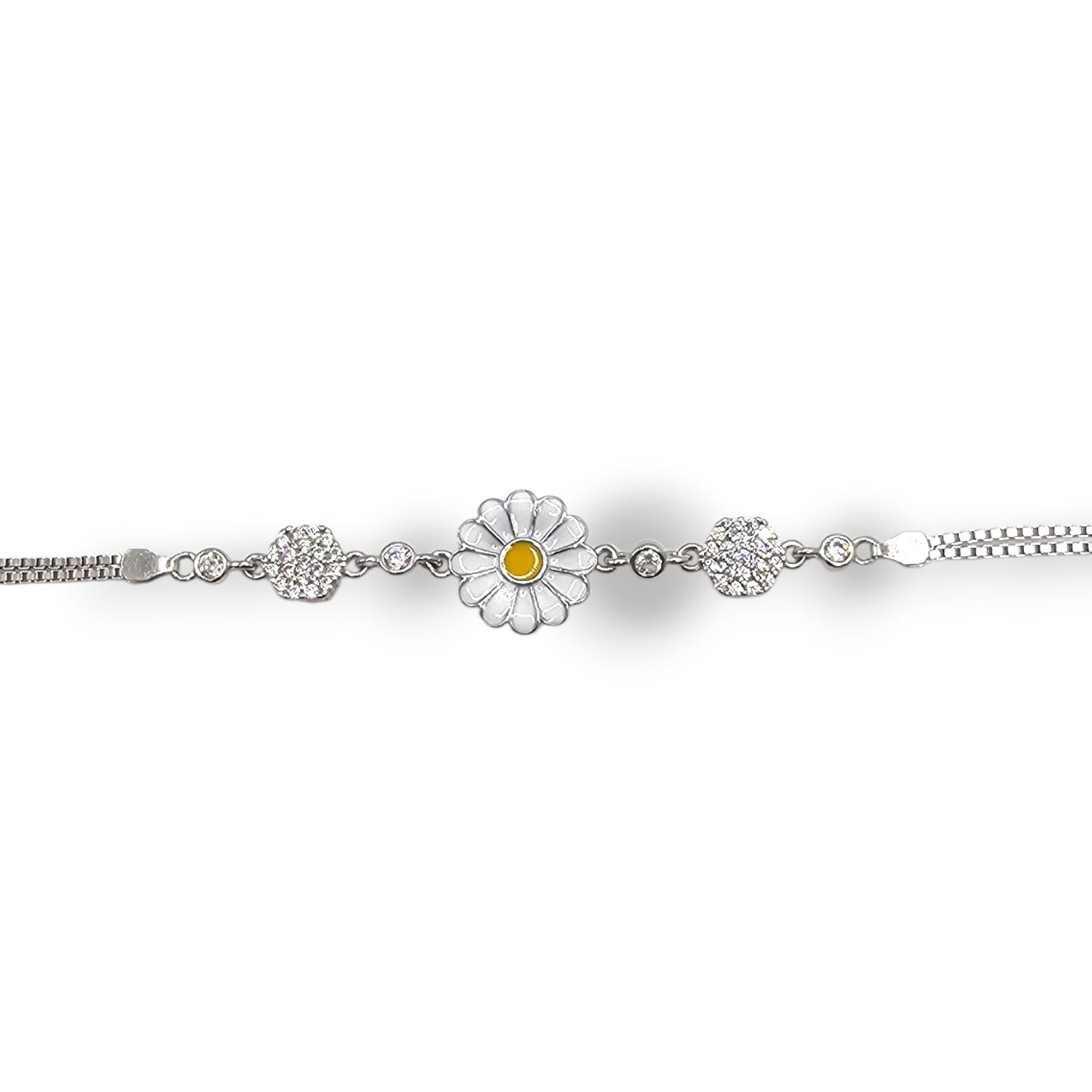 Boho Daisy Double-Strand 925 Silver Bracelet