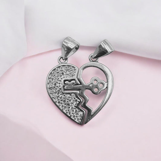 Two Souls One Heart Silver Pendant