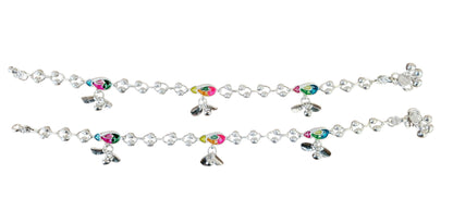 Traditional Silver Anklets With Flower Pattern Ghungroo
