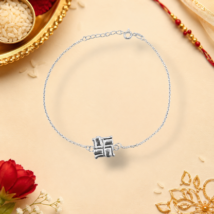 Divine Swastik 925 Silver Rakhdi