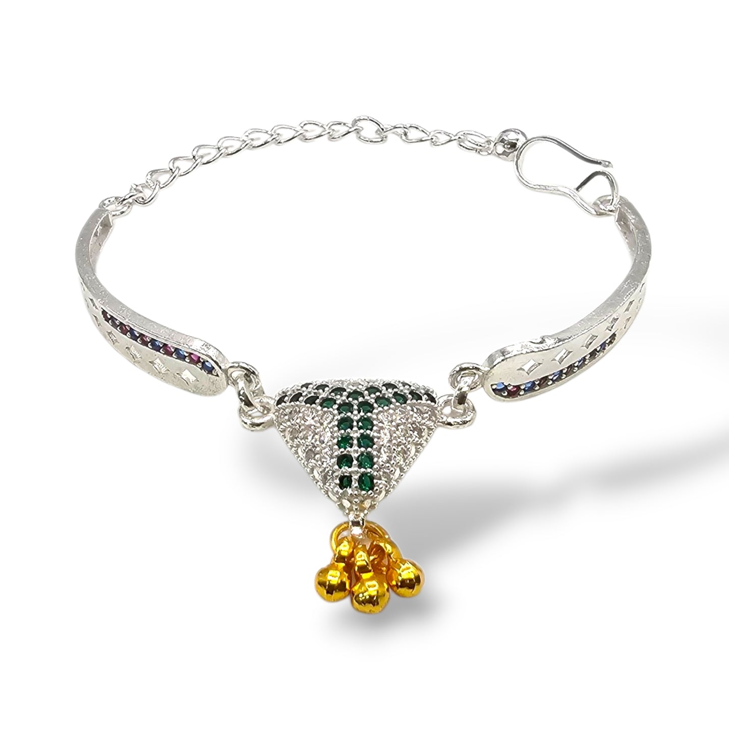 Emerald Blessing Silver Baby Shower Rakhi