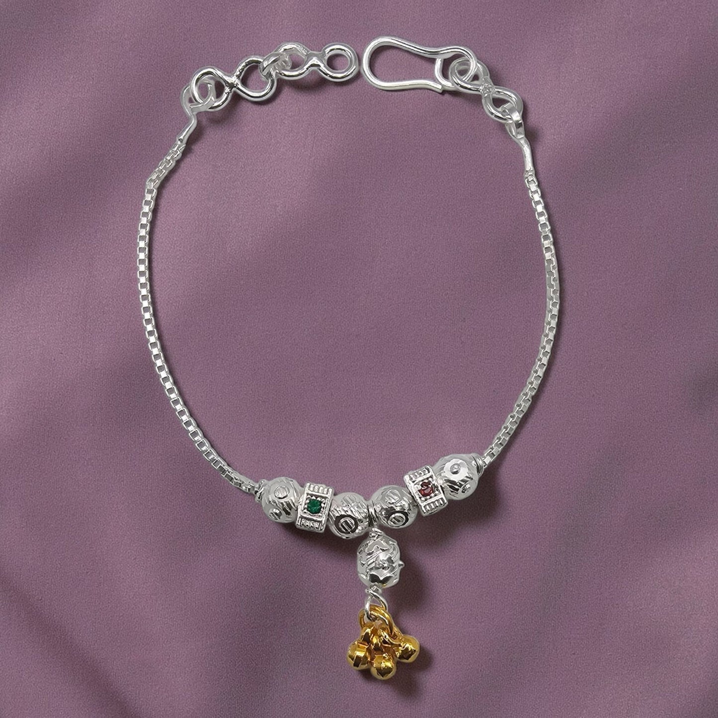 Ghungroo Gem Charm Silver Baby Shower Rakhi