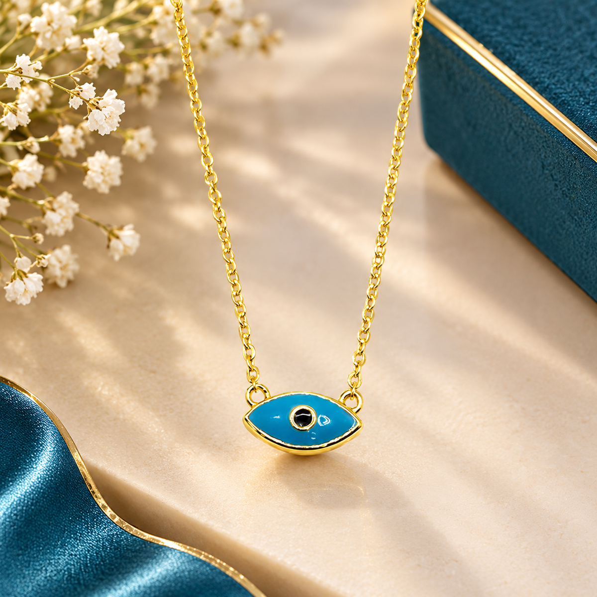 Blue Aura Evil Eye Necklace