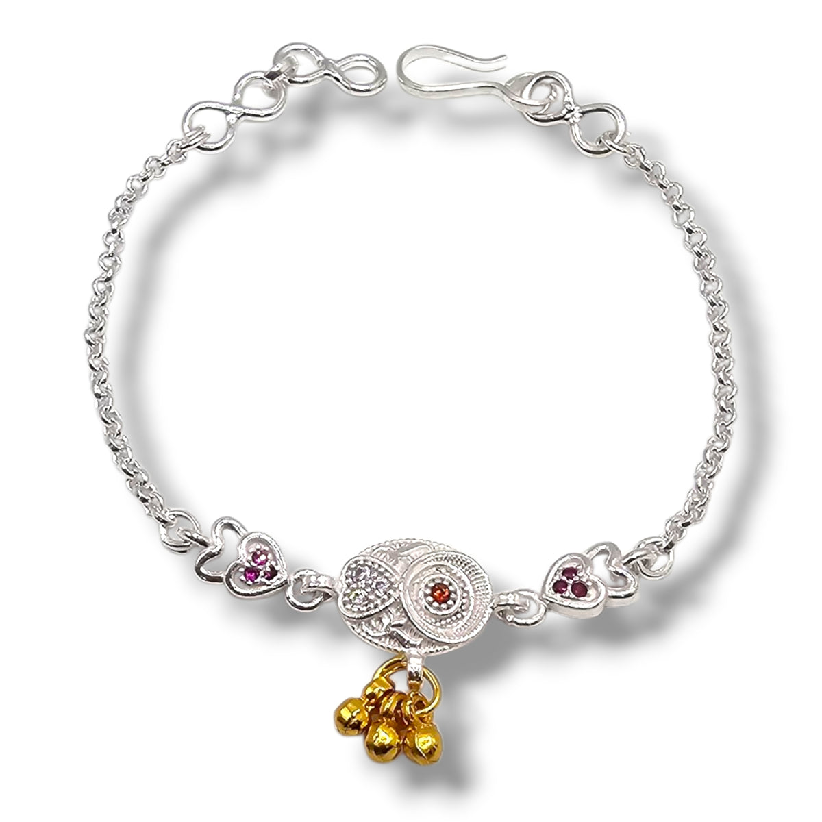 Silver Heart & Bells Baby Shower Rakhi