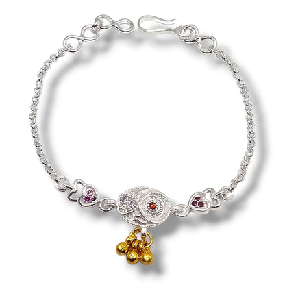 Silver Heart & Bells Baby Shower Rakhi