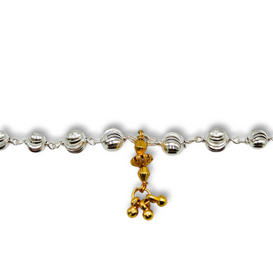 "Golden Blessing" Silver Baby Shower Rakhi With Silver Charms