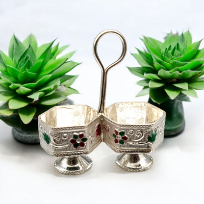 Silver Haldi Kumkum Pot