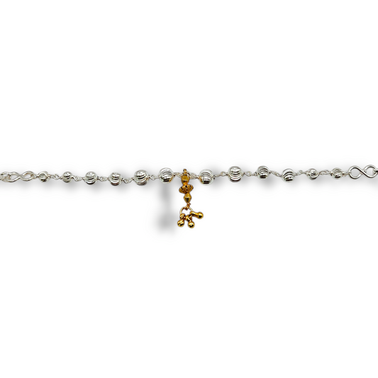 "Golden Blessing" Silver Baby Shower Rakhi With Silver Charms