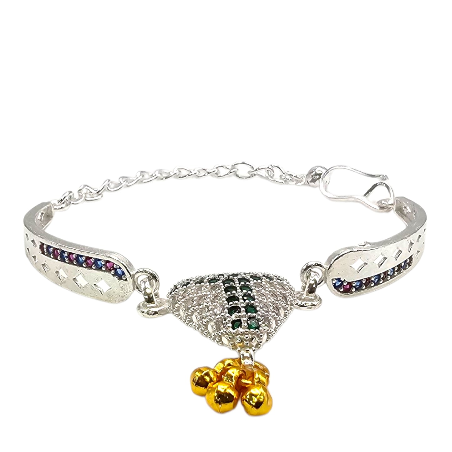 Emerald Blessing Silver Baby Shower Rakhi