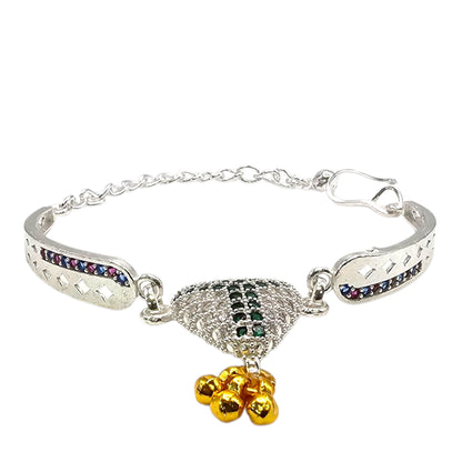 Emerald Blessing Silver Baby Shower Rakhi