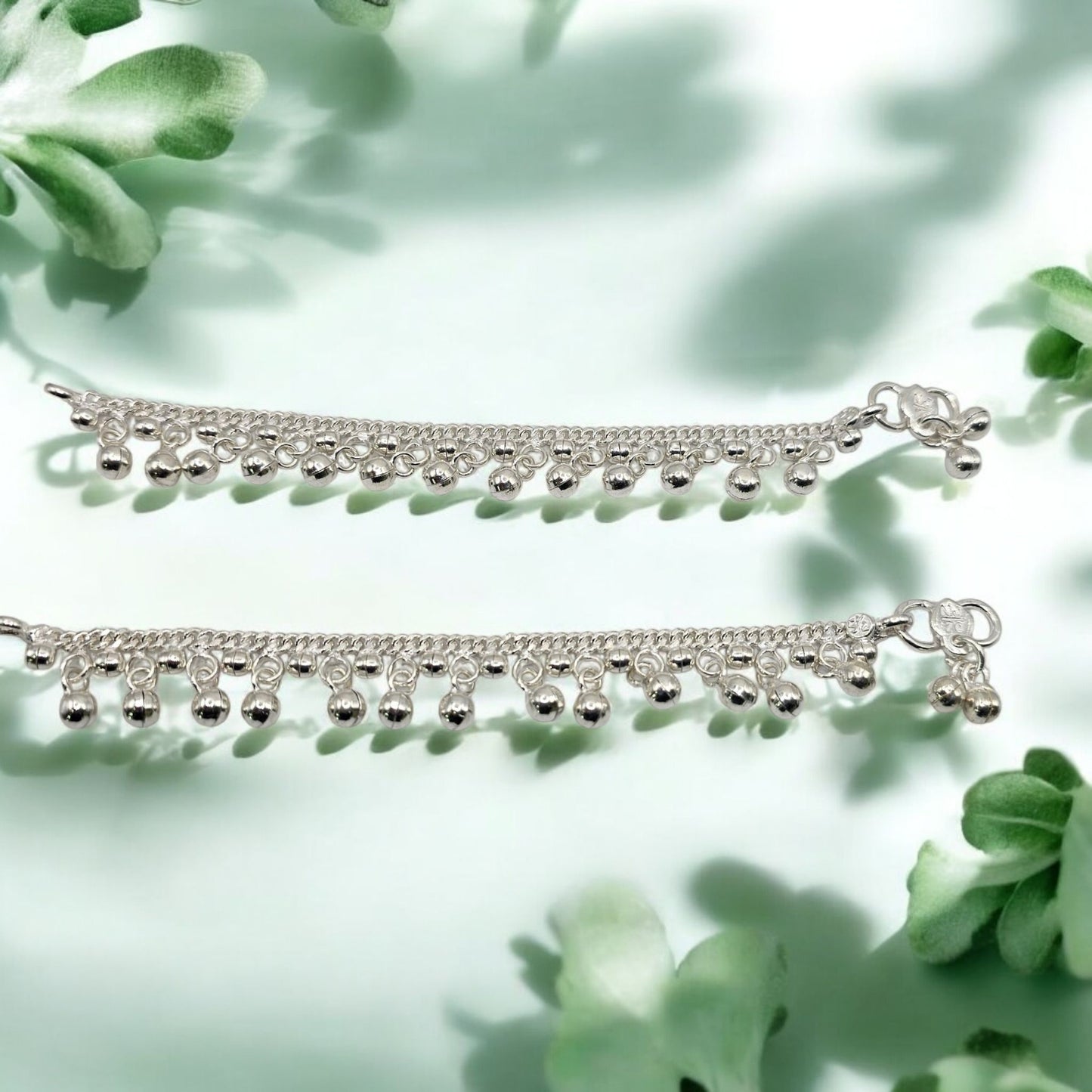 Gleam Jhumki Silver Kids Anklets