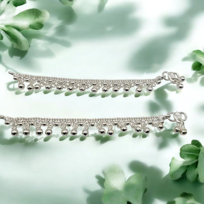 Gleam Jhumki Silver Kids Anklets