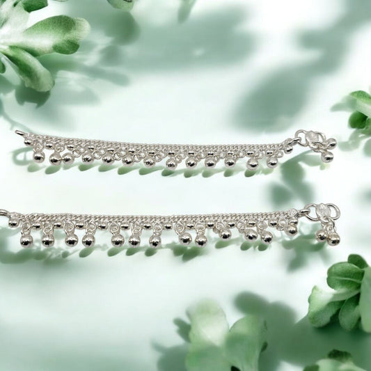 Gleam Jhumki Silver Kids Anklets