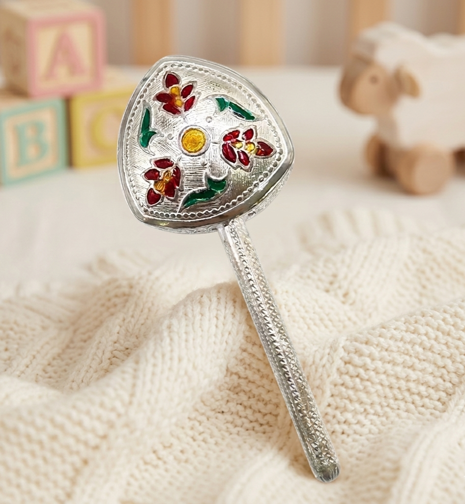 Garden Whimsy Infant Silver Toy (Rattle)