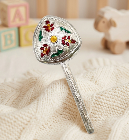 Garden Whimsy Infant Silver Toy (Rattle)