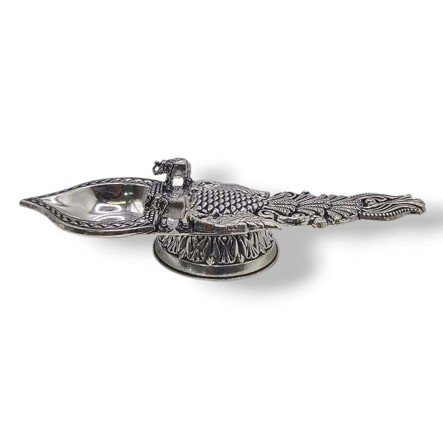 Rajwada Silver Peacock Diya