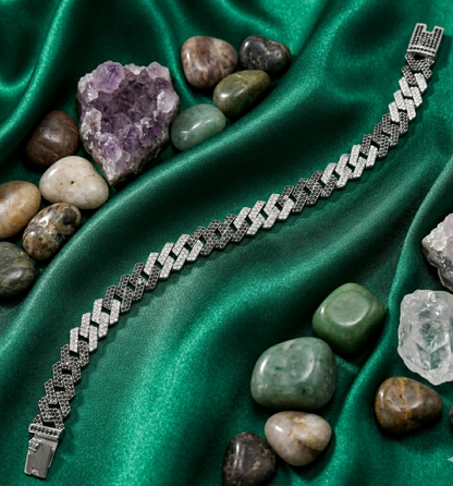 Two-Tone Silver Curb Link Men's Bracelet