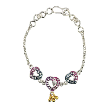 Triple Heart Baby Blessing Silver Baby Shower Rakhi