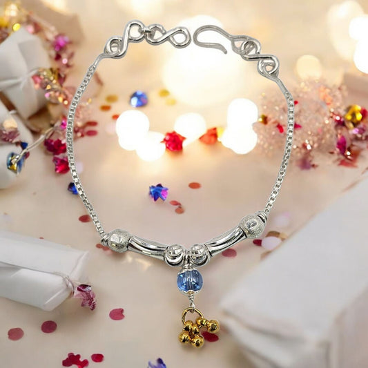 Silver Crescent Charm Baby Shower Rakhi