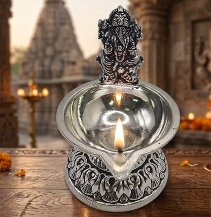 Vighnaharta Antique 925 Silver Deepak