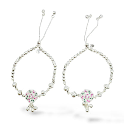 Silver Floral Grace Bridal Anklets