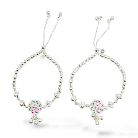 Silver Floral Grace Bridal Anklets