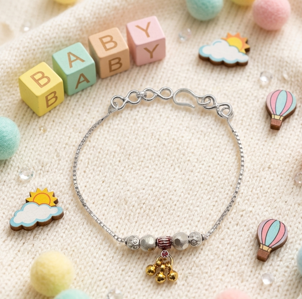 Silver Red Embrace Baby Shower Rakhi