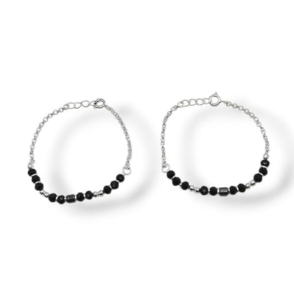 Tiny Ties Protection Silver Black Bead Nazariya