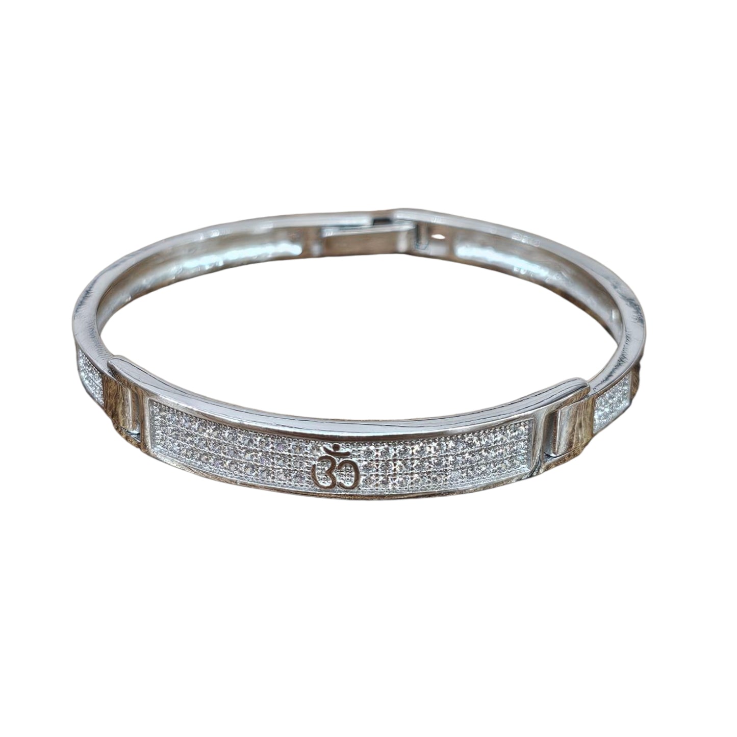 Rhodium Finish OM Motif Baby Silver Bracelet