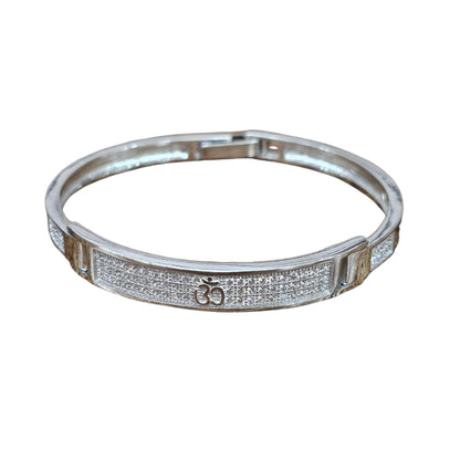 Rhodium Finish OM Motif Baby Silver Bracelet