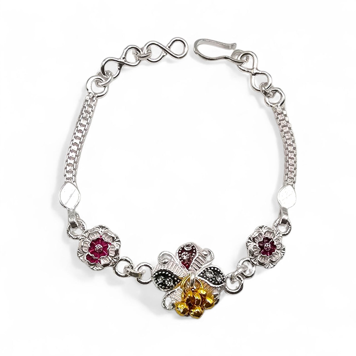 Radiant Bloom Bracelet Silver Baby Shower Rakhi