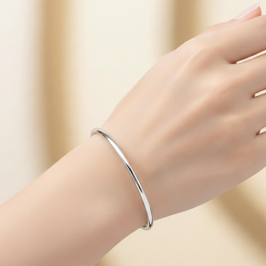 Silver Classic Loop Bangle For Womens