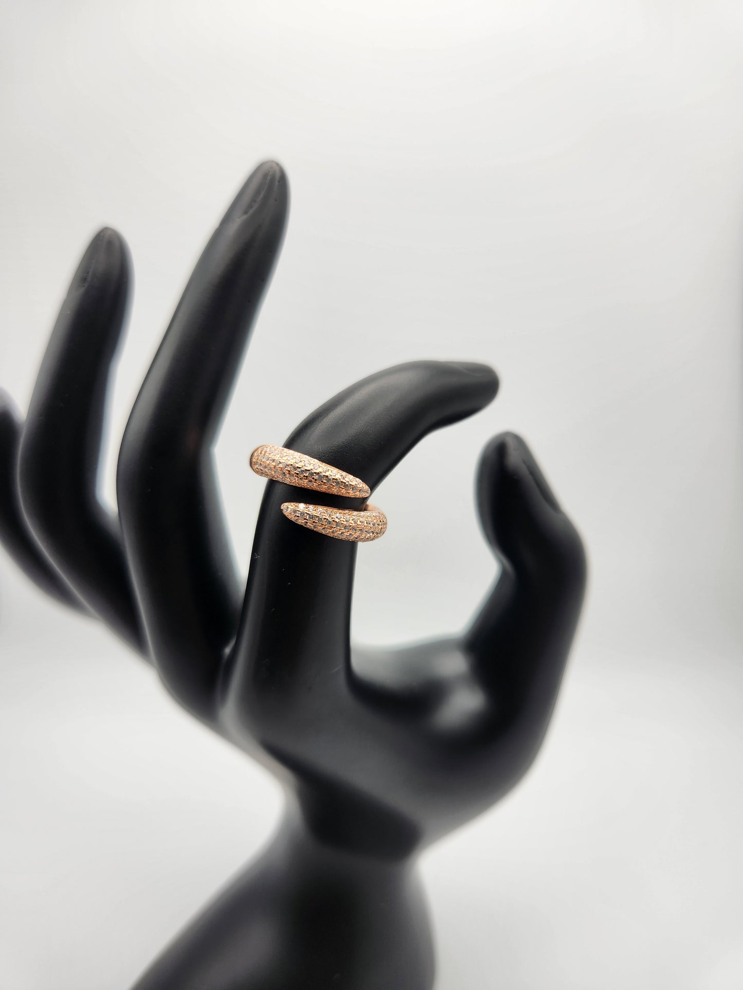 Rose Gold Finish Silver Ring With Diamonds