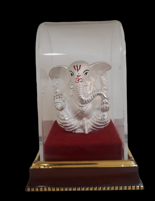 Silver Siddhivinayak in Acrylic Display