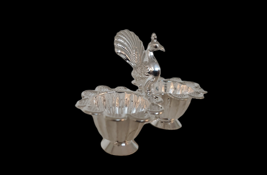 Silver Peacock Design Kumkum Vaati