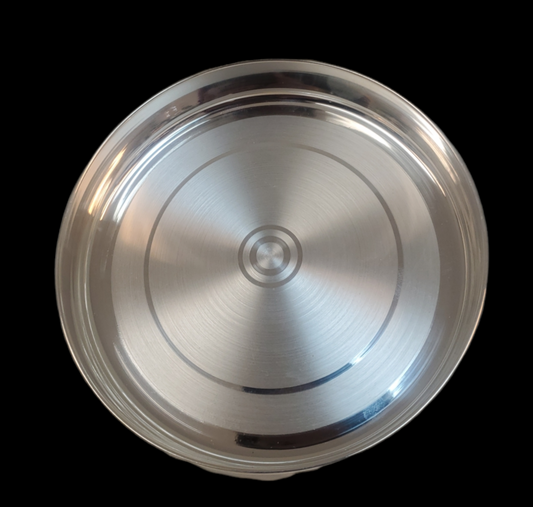 Silver Straight Edge Dish With Simple Ring Design