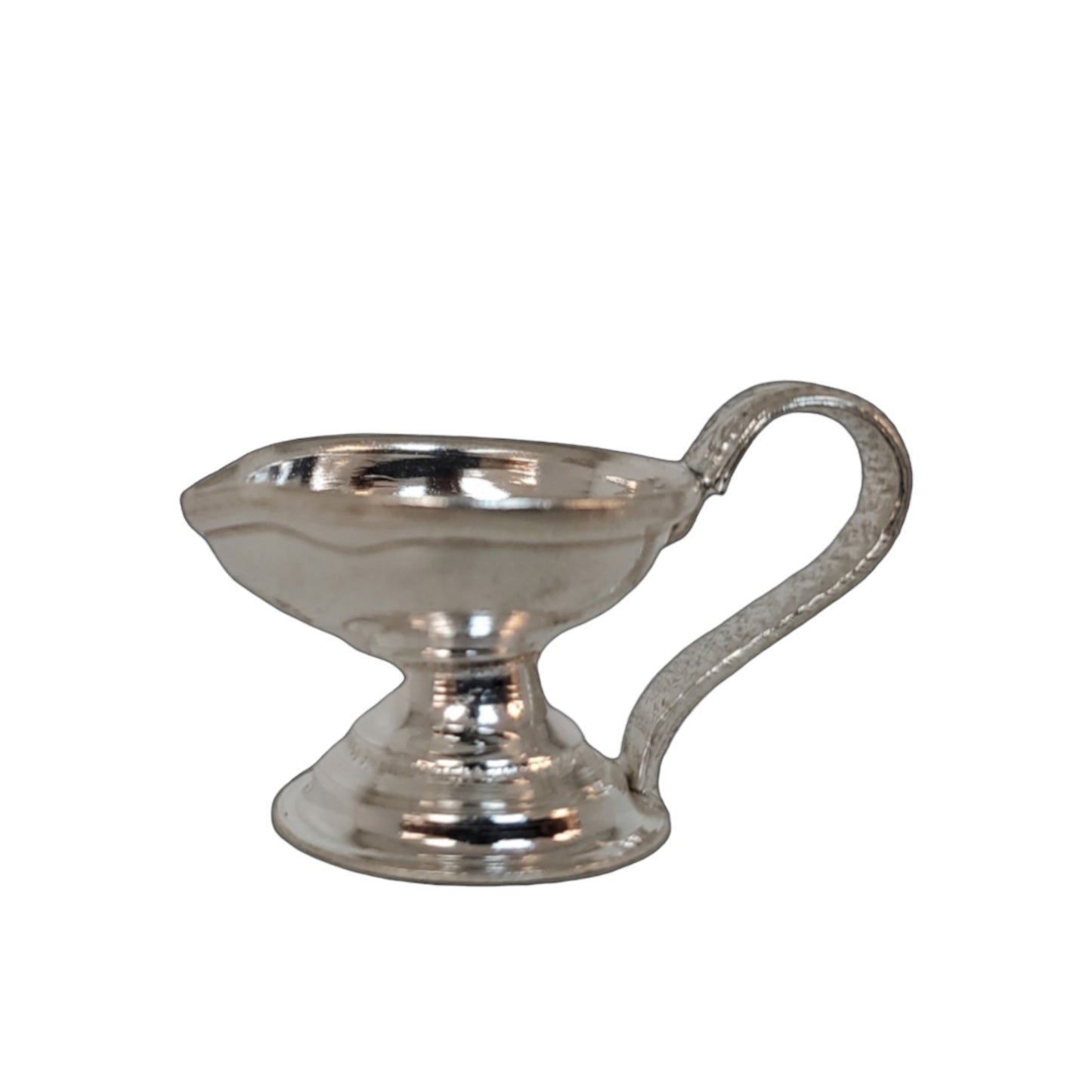 Silver Diya Lamp With Side Handle